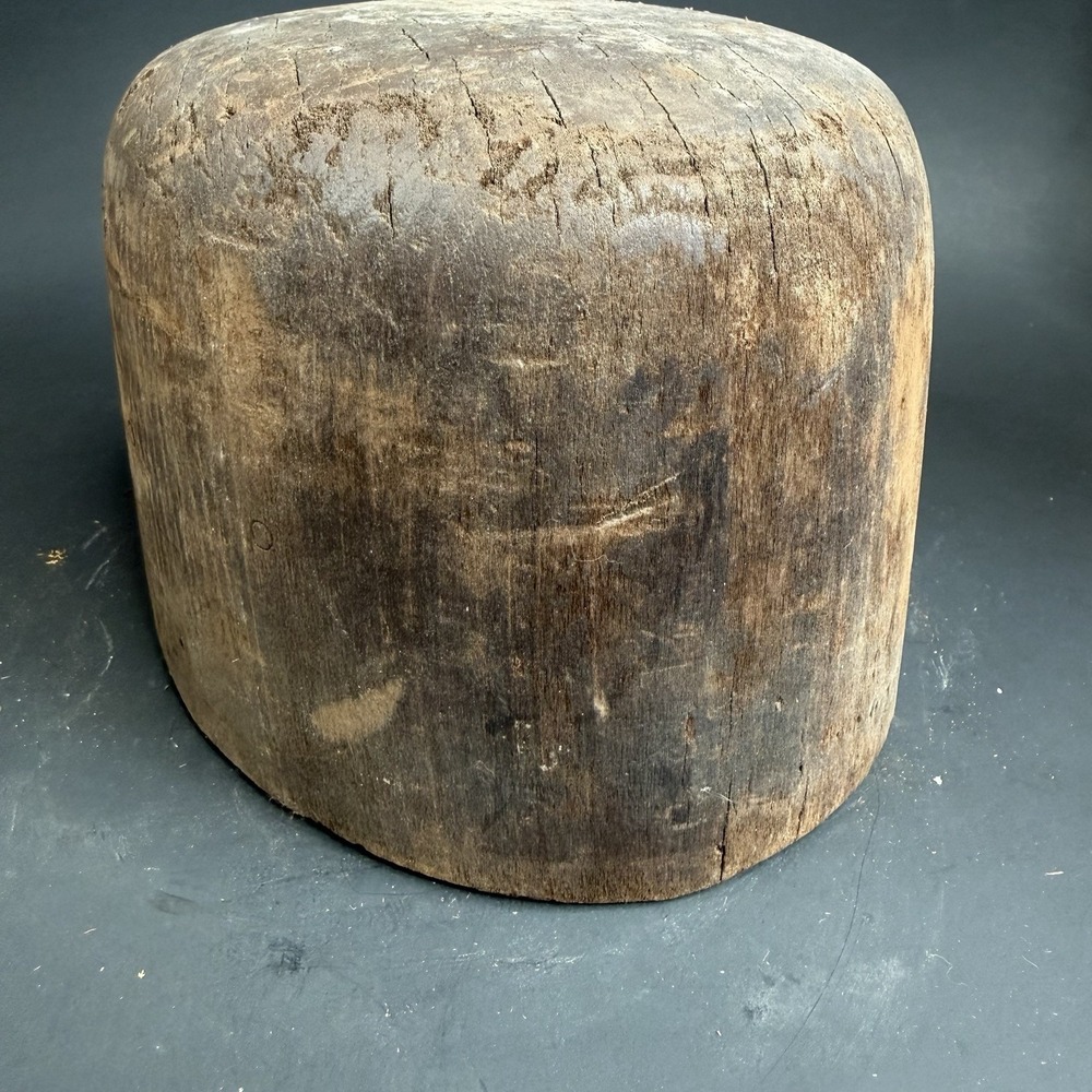 Antique Primitive Millinery Wood Hat Block Mold Form Hatter Tool 5 5/8 6 3/4
